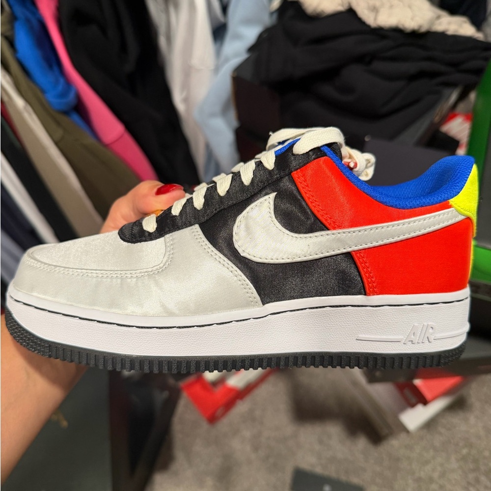 Nike Air Force 1 with Blue, Green, and Black Accents